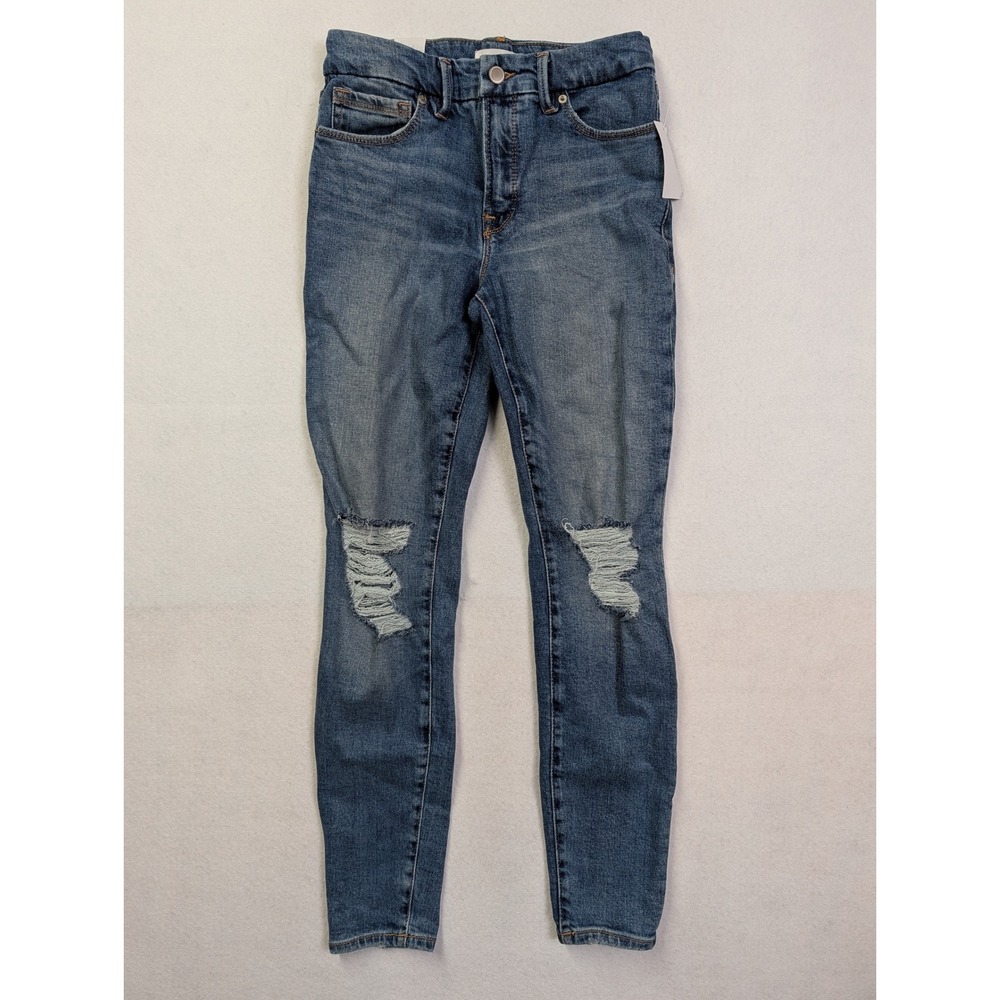 Good American Womens Good Legs Skinny Jeans 2 Distressed High Rise Blue Indigo